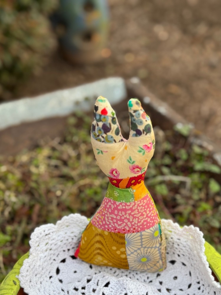 Handmade Bunny Doll, Primitive Handmade Rabbit, Farmhouse Easter Decor, Easter