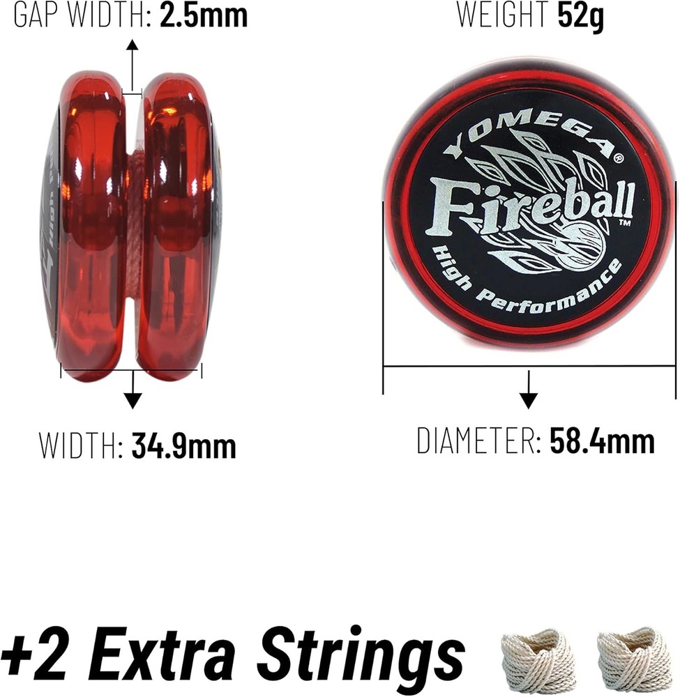 Fireball Advanced Performance Yoyo - Durable Design with Extra Strings Included