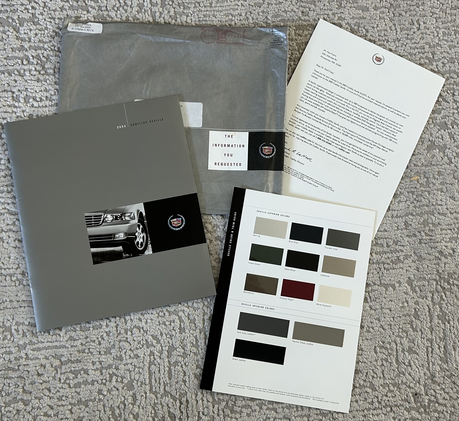 2003 Cadillac Seville Sales Brochure, mint condition