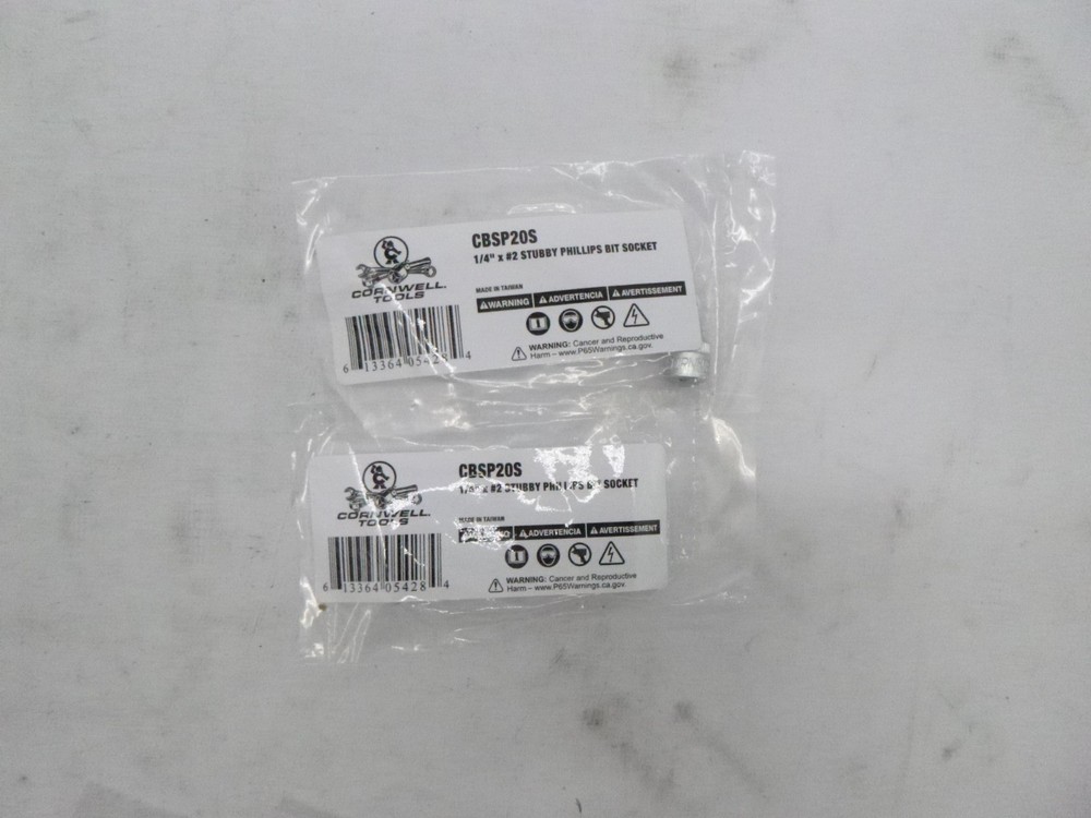 2 Pack Cornwell Tools 1/4" Drive x #2 Stubby Phillips Bit Socket CBSP20S