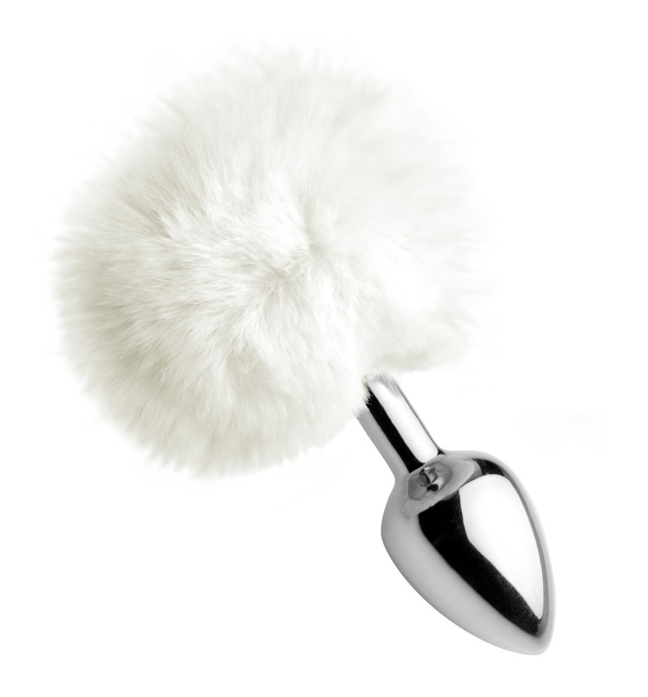 Tailz Onyx Bunny Tail Butt Plug White - Anal Probe