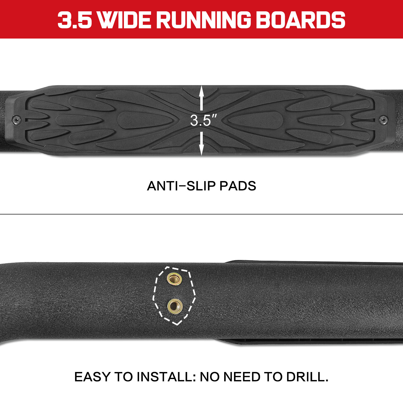 FOR 2019-2024 Chevy Silverado/Sierra 1500 Crew Cab Curved Running Board Nerf Bar