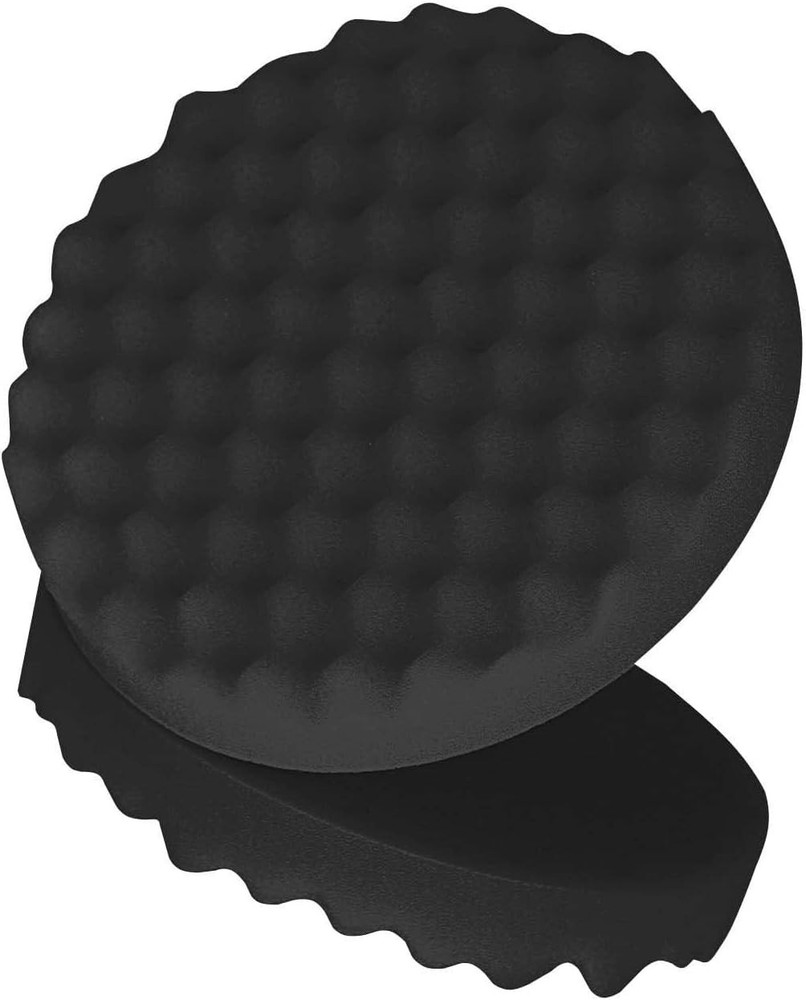 7 Inch Foam Compounding Buffing Pad,Single Sided, Flat Back, Hook and Loop-Black