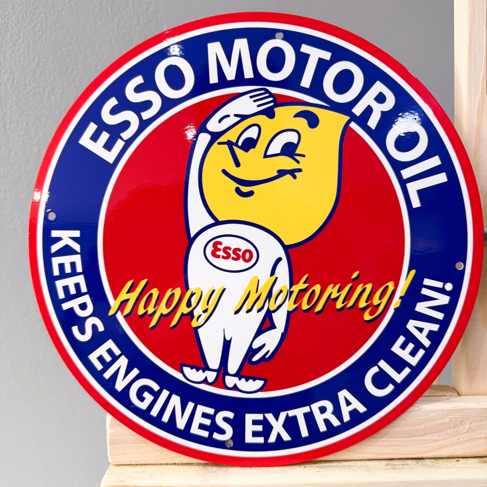 Esso Vintage Metal Sign Set of 2 Tiger & Man Happy Motoring – 30 cm / 11.8”