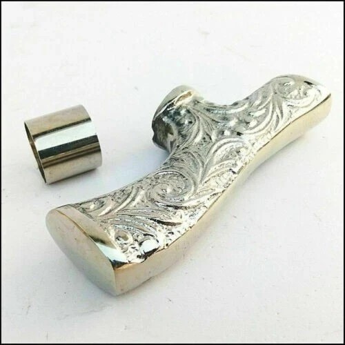 Solid silver Finished Derby brass handle For Walking Stick Canes Handmade Design