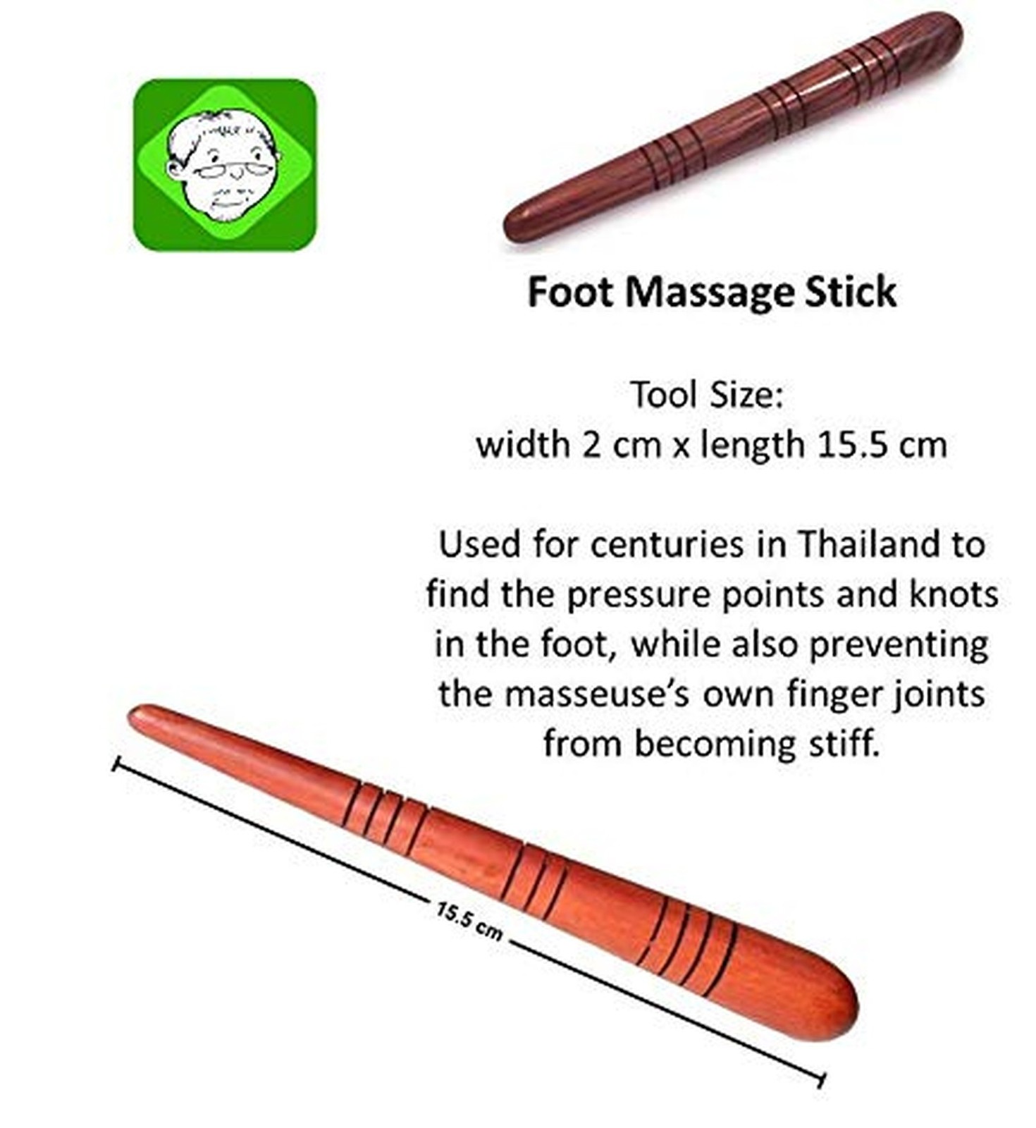 Lungcha Thai Traditional Wooden for Foot Massage Stick Tool Reflexology (Set ...