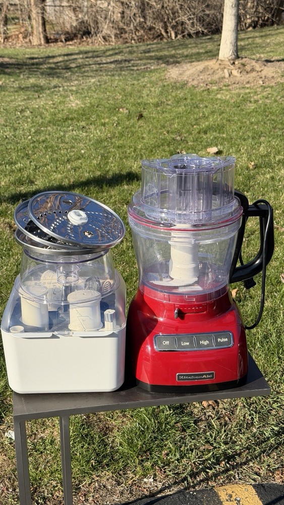 KitchenAid Red Food Processor w/ Accessories Discs Storage Case Tested