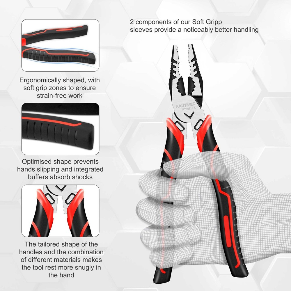 HAUTMEC 9" Linesman Pliers High Leverage Combination Pliers Multifunctional H...