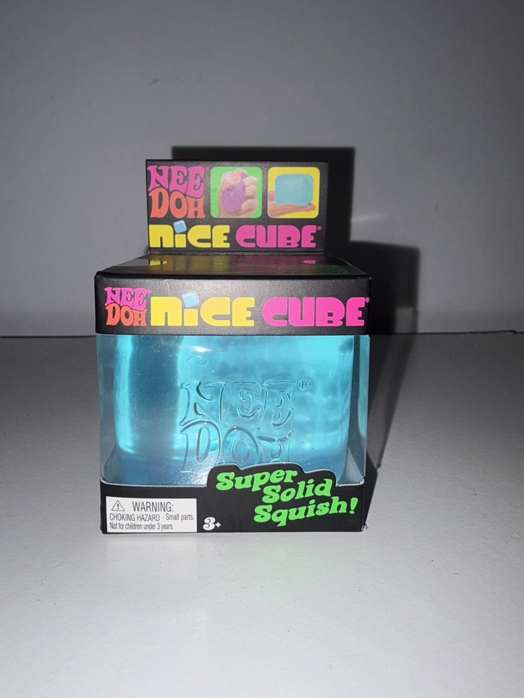Schylling Nee Doh Nice Cube Super Solid Squish Blue Squeeze Toy