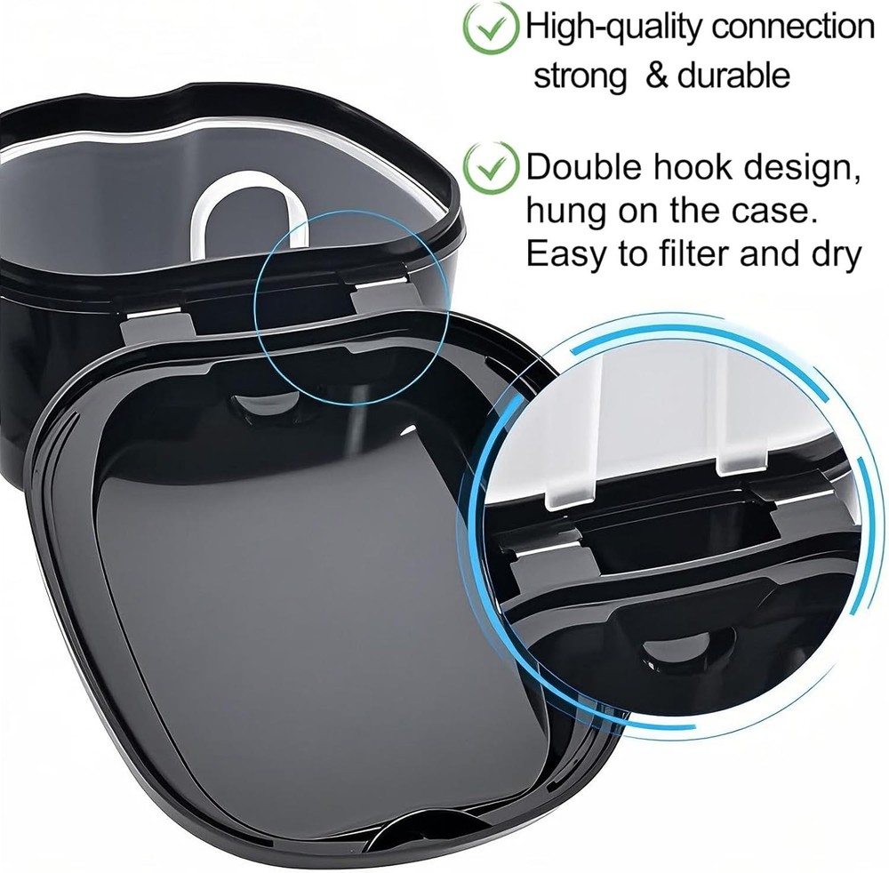 Black Denture Soaking Container Partial Denture Case, Orthodontic Retainer Cl...