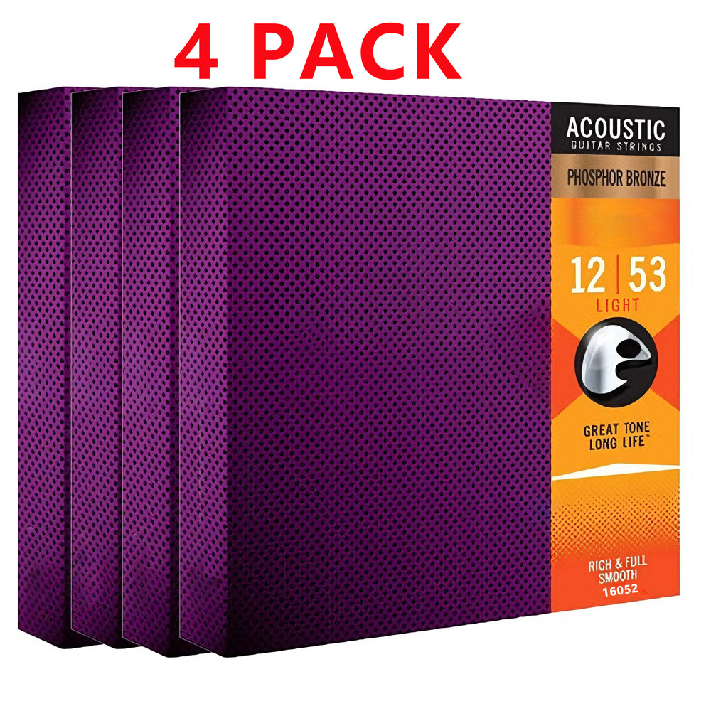4 Sets 6 strings 16052 Phosphor Bronze LIGHT Guitar Strings 12-53