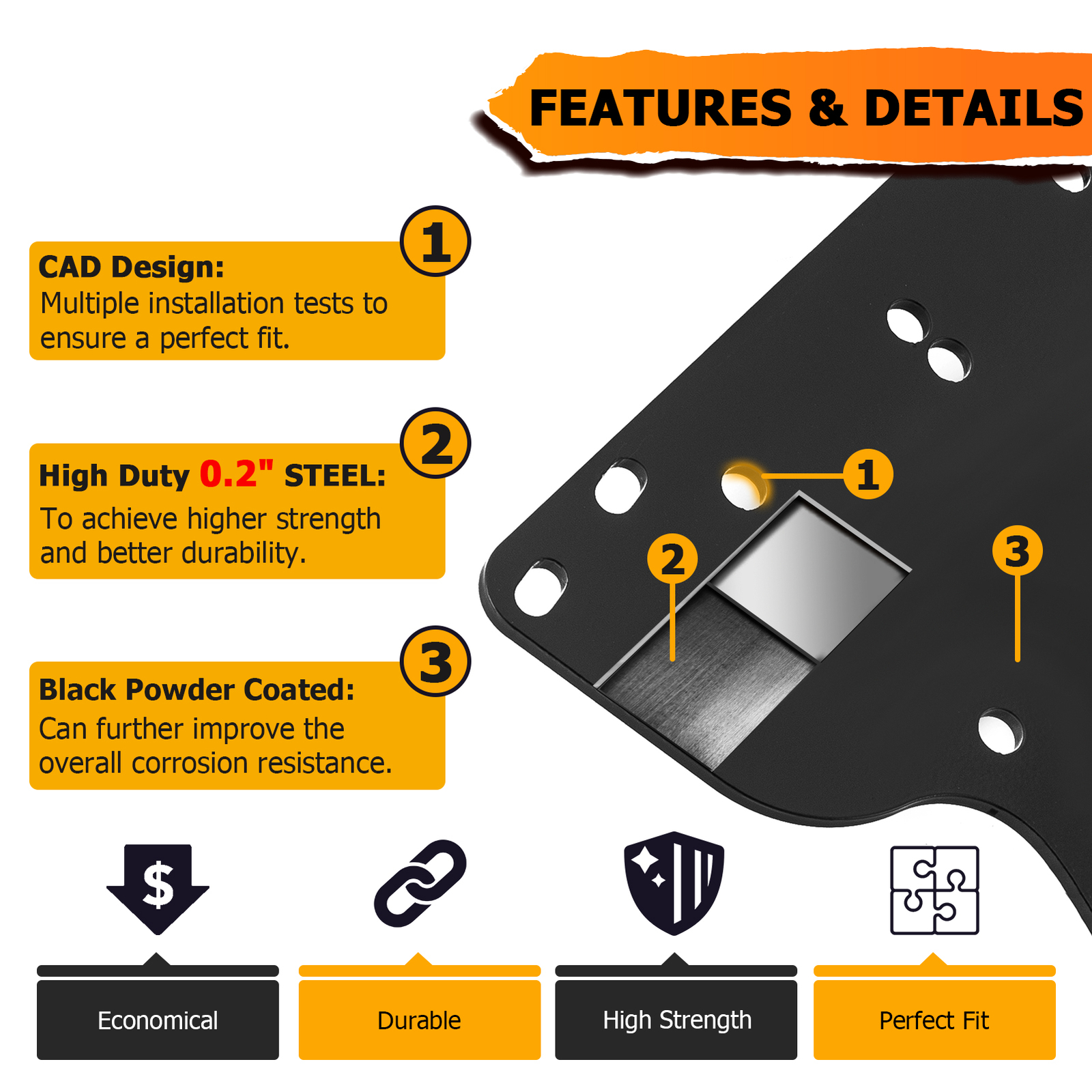 Heavy-Duty Steel ATV Winch Mounting Plate Fits 2000-2008 HONDA RANCHER 350/400
