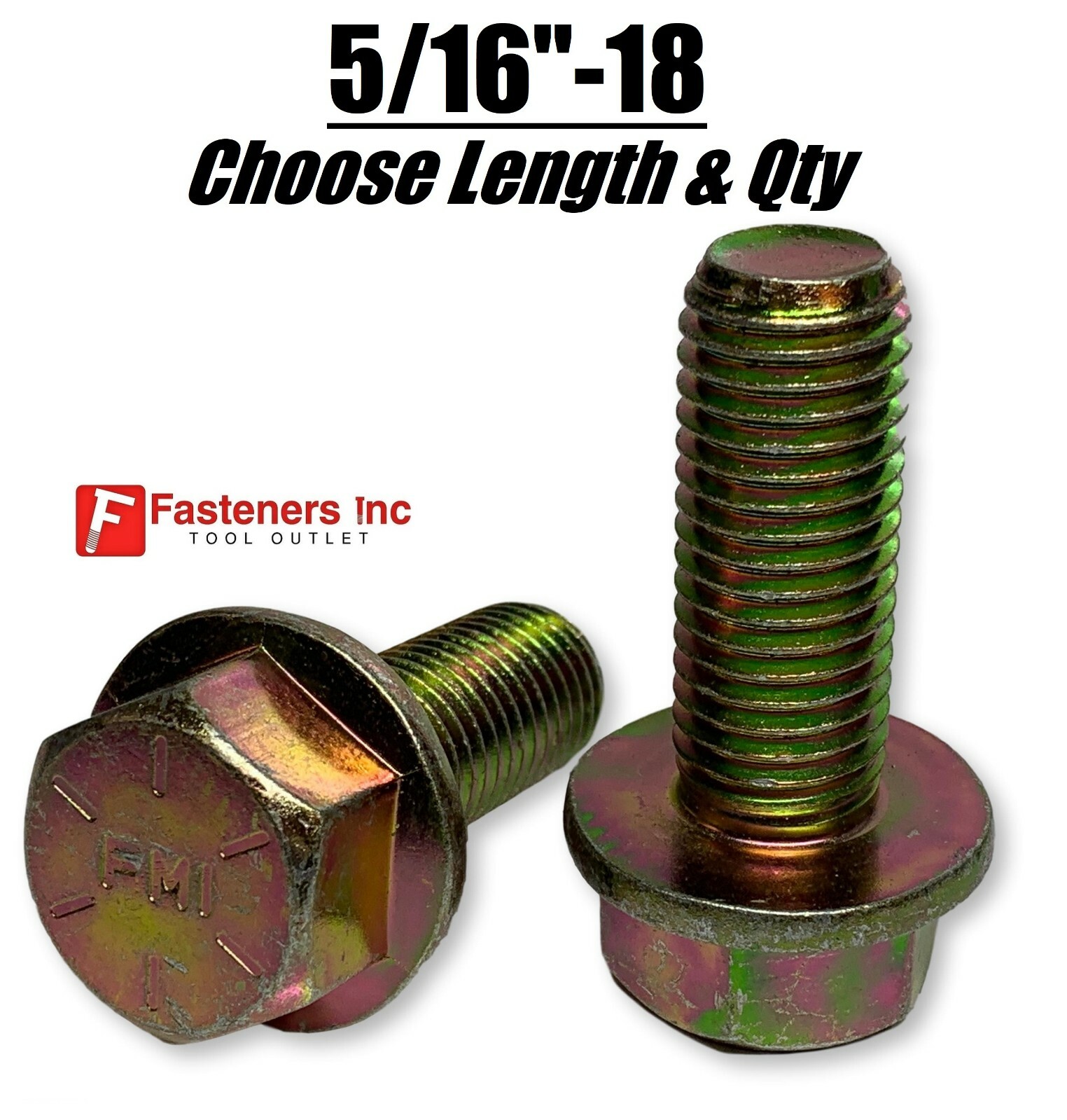 5/16"-18 Grade 8 Flange Frame Bolt Yellow Zinc Plated (All Sizes & Qty's) 5/16"