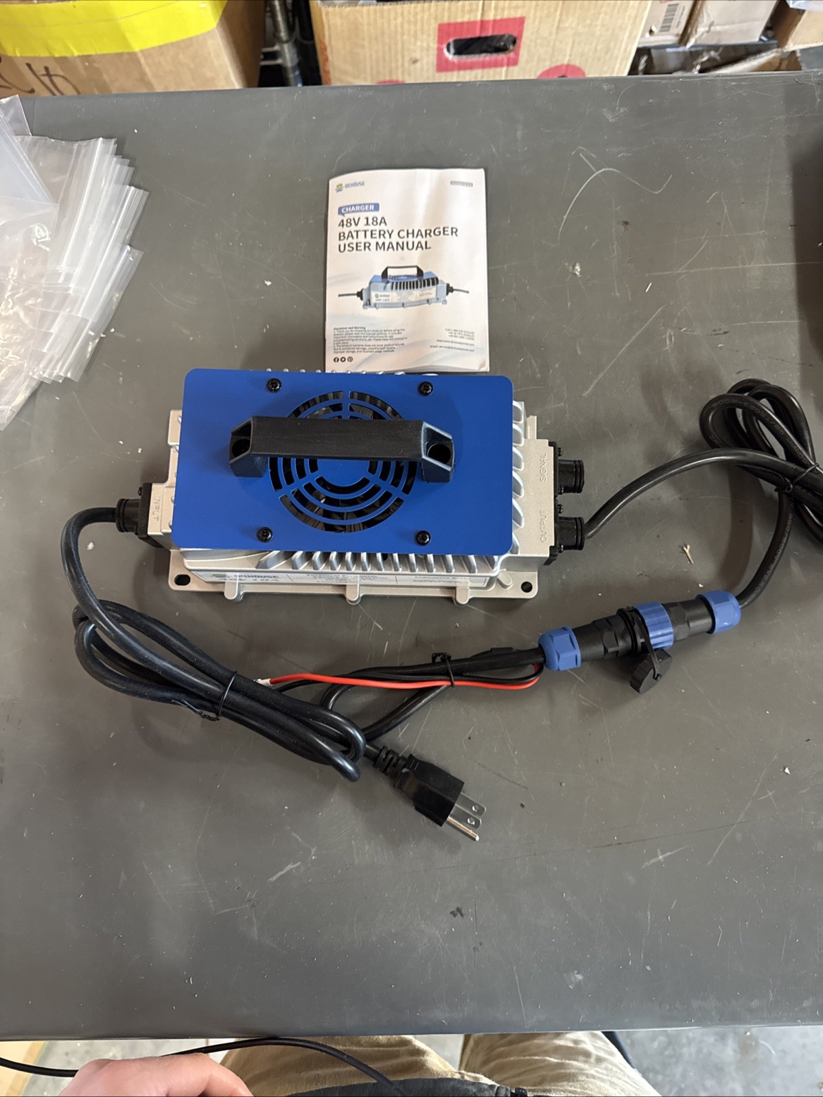 58.4V 18A AC-DC Waterproof Charger for 48V Golf Cart LiFePO4 Battery Broken Foot