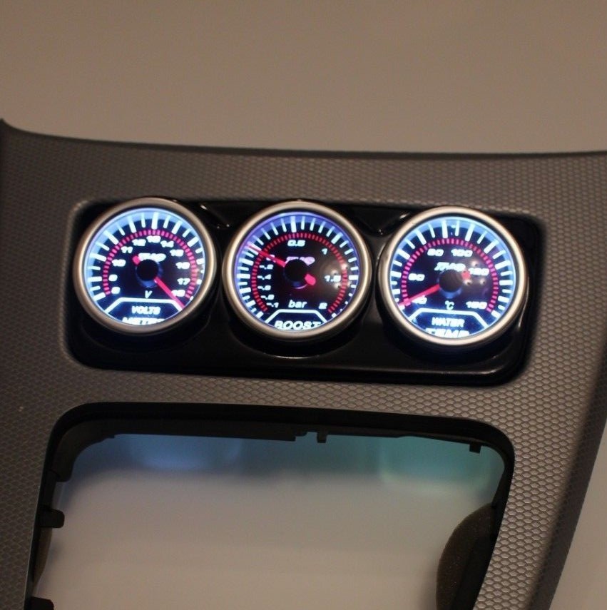 BMW E90 E92 E93 Centre Console Gauge Holder 3 Hole 52mm - Gloss Black ABS