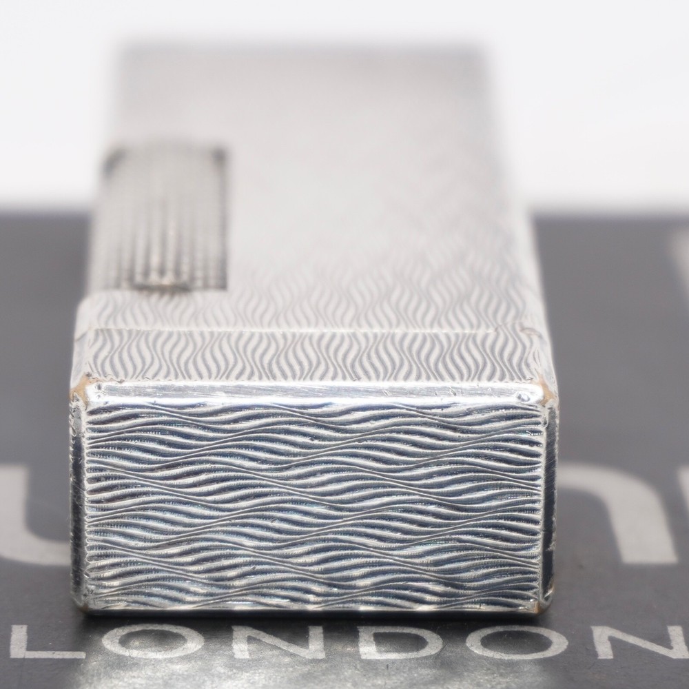 Dunhill Rollagas Lighter Silver CHEVRON Pattern-Ultrasonically cleaned_Working