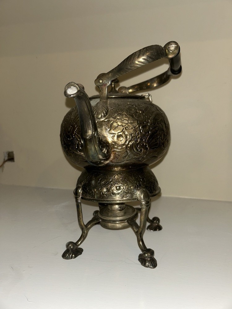 Silver Plated Teapot On Stand With Burner