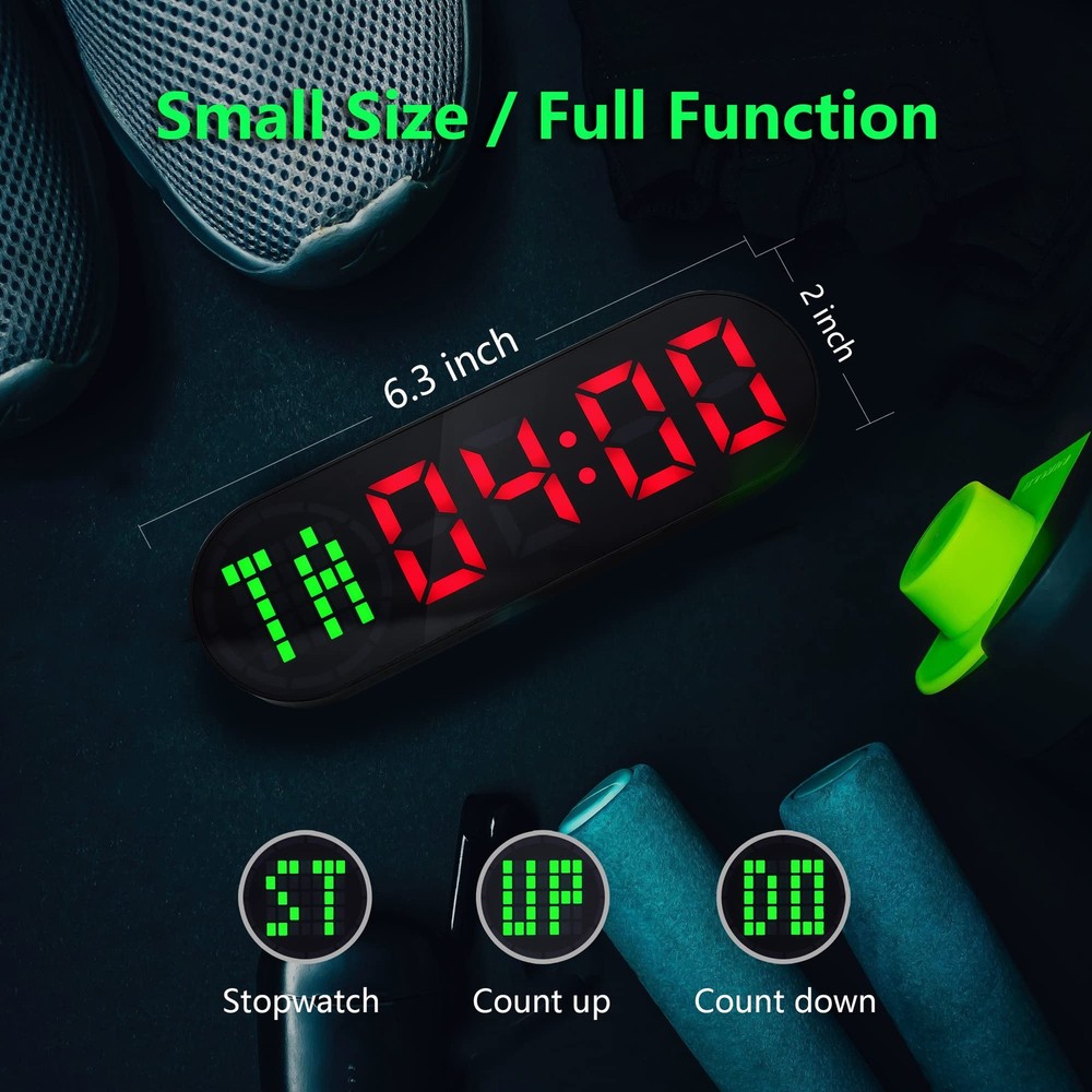 LUCORB Portable Gym Timer for Home Interval Workout Black+red