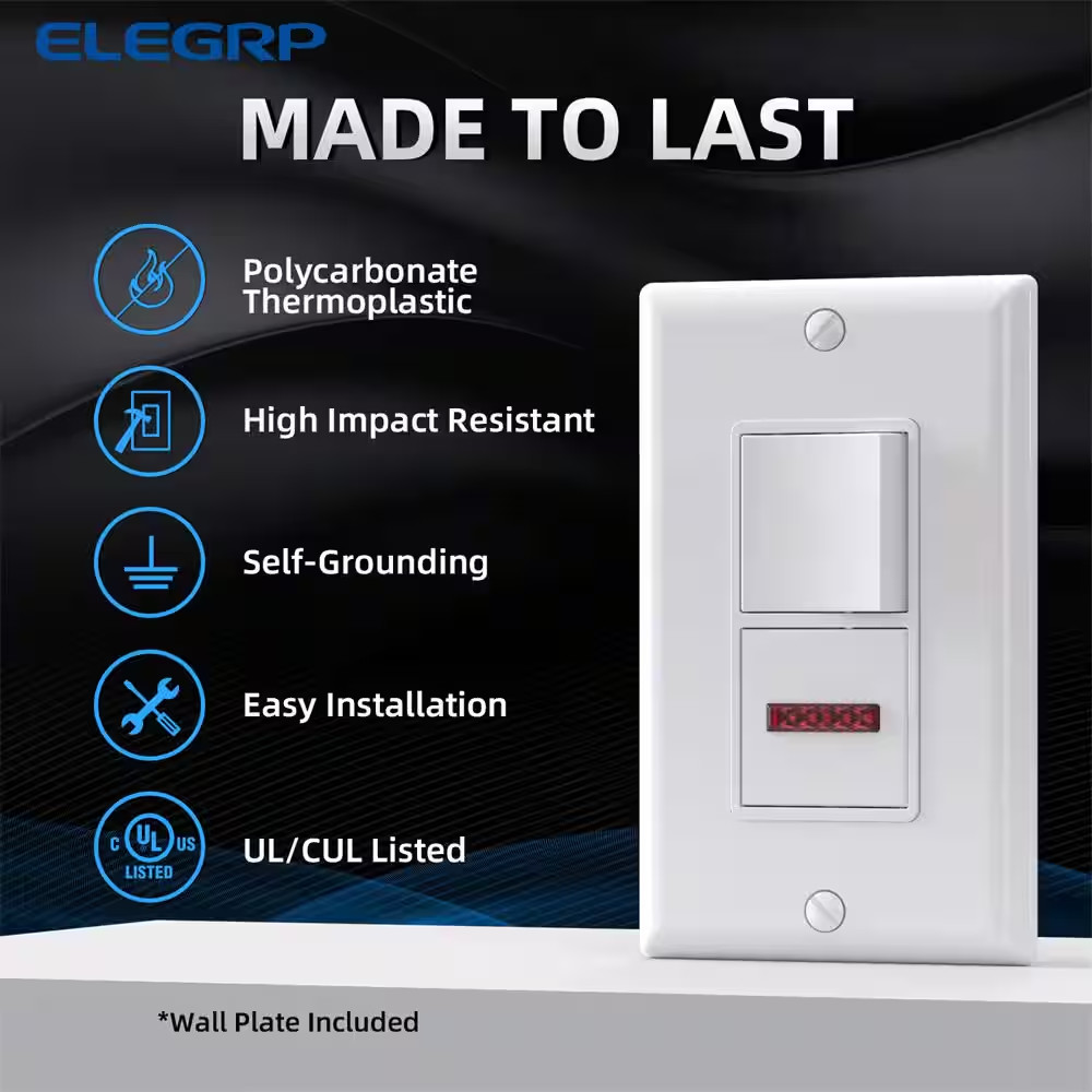 15 Amp Decorator Combination Single Pole Rocker Switch with Pilot Light, Wall Pl