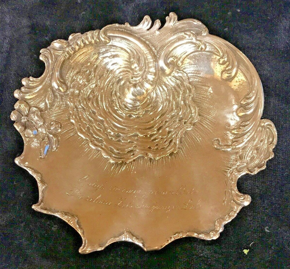 Antique 800 Silver Engraved Footed Dish