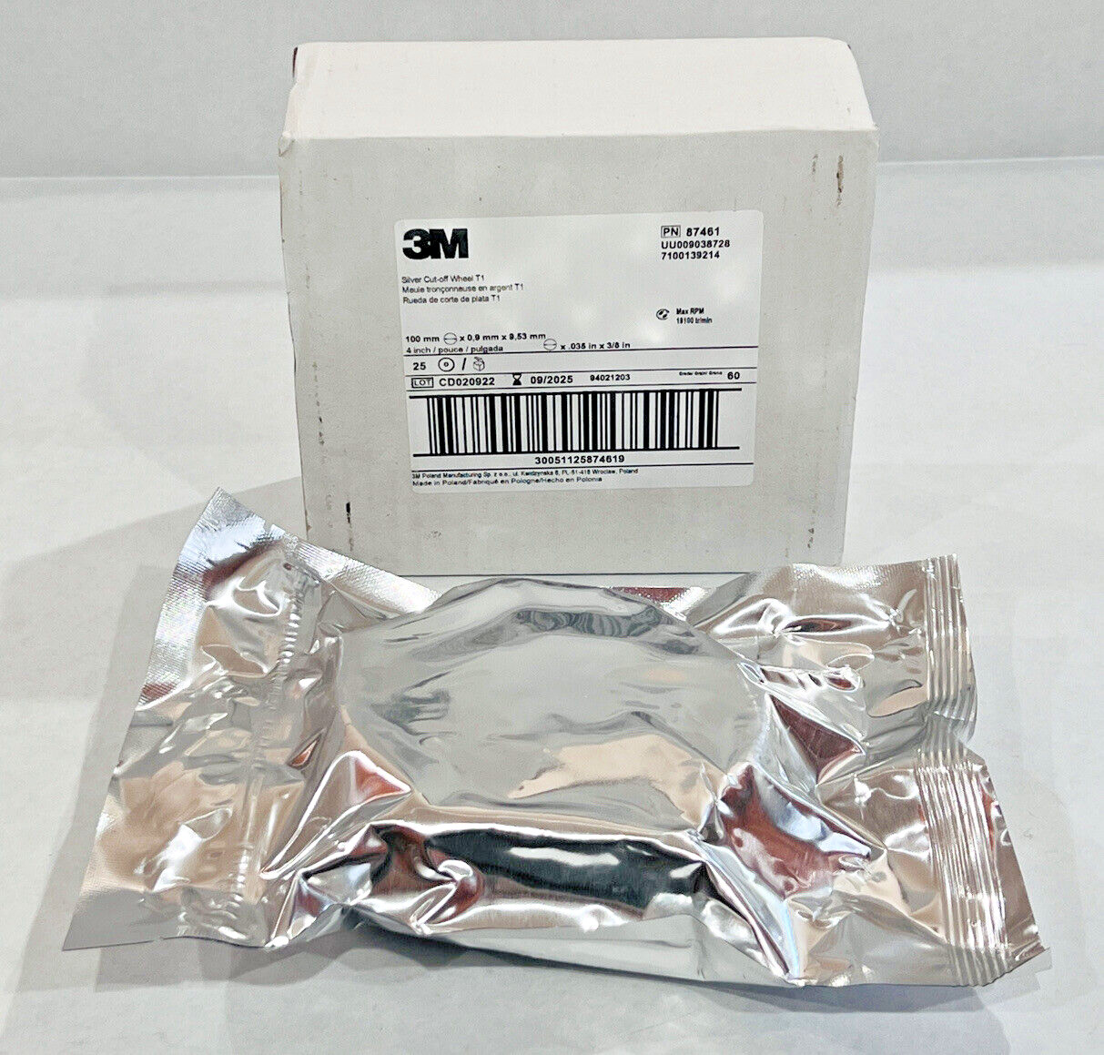 (25) 3M Silver Cut-Off Wheel 87461 T1 – 4" x .035" x 3/8" – 60 Grit Metal Cut