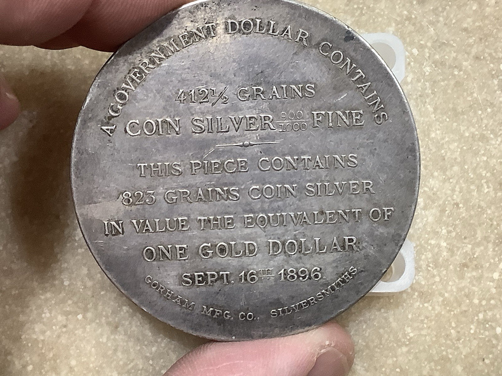 1896 Bryan dollar hk-781 silver medal*Engraved Ruth W Shuit Aug 10, 1896*