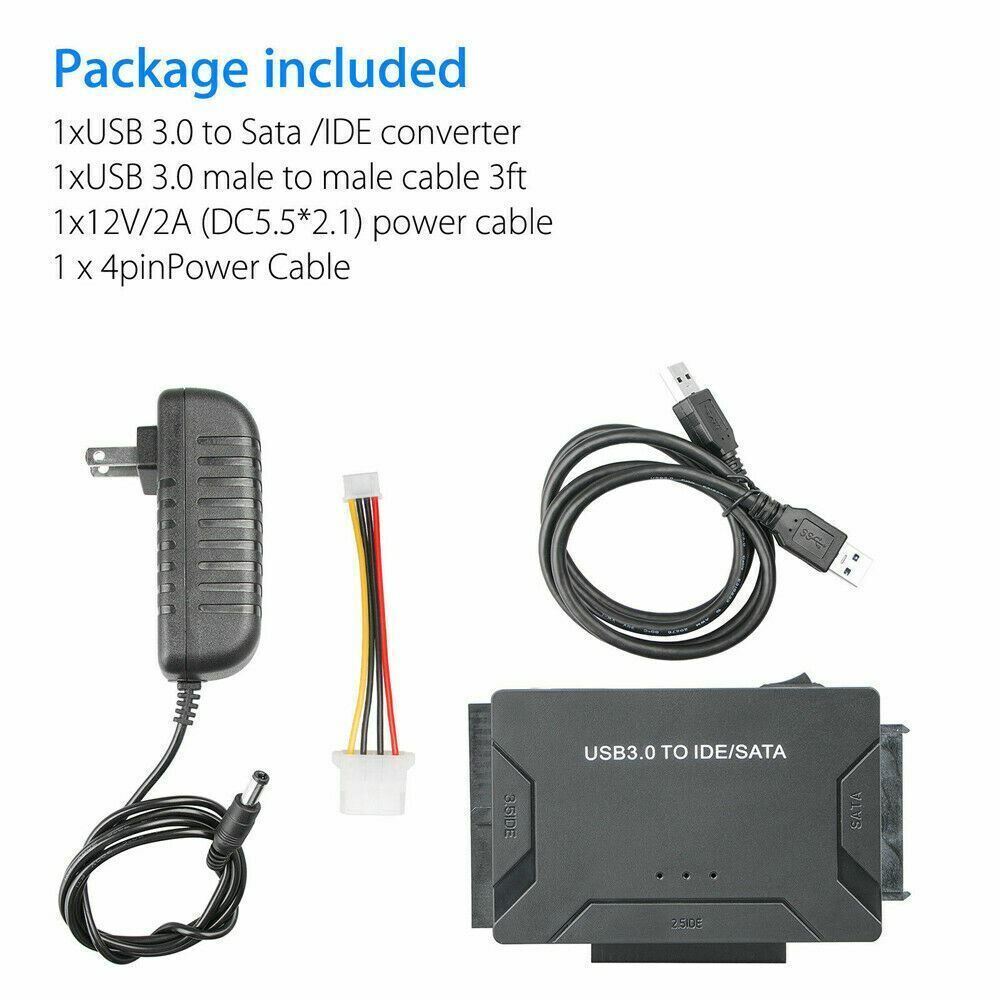 USB 3.0 to IDE & SATA Converter External Hard Drive Adapter Kit 2.5"/3.5" Cable