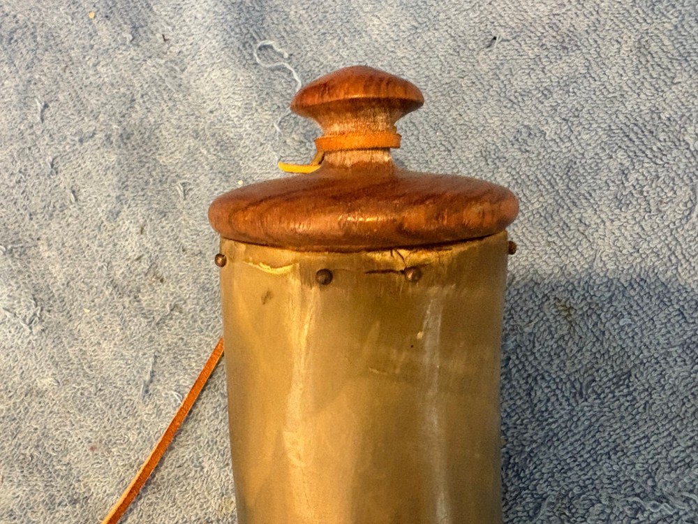 Vintage Muzzleloader Powder Horn with Leather Strap Wood Plug