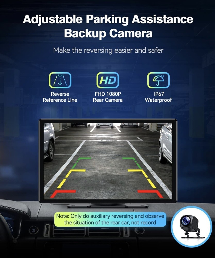 9” Apple Car Play Android Auto Portable GPS Navagation Backup Camera