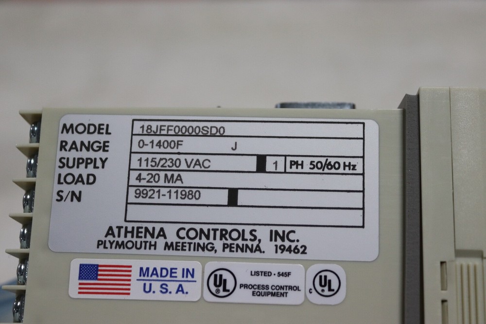 NEW Athena Controls Temperature Controller 18JFF0000SD0 0-1400F