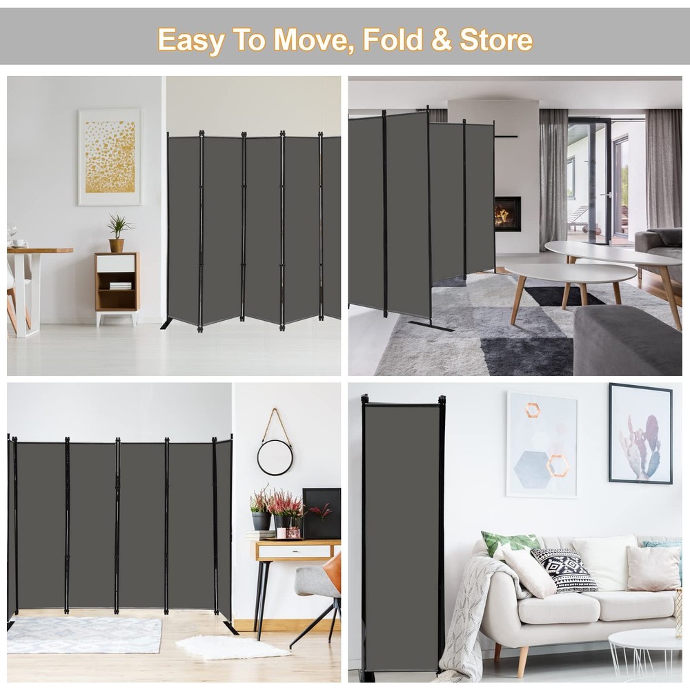 6 Panel Folding Privacy Screen, 10 ft. Extra Wide Partition Room Divider Portabl