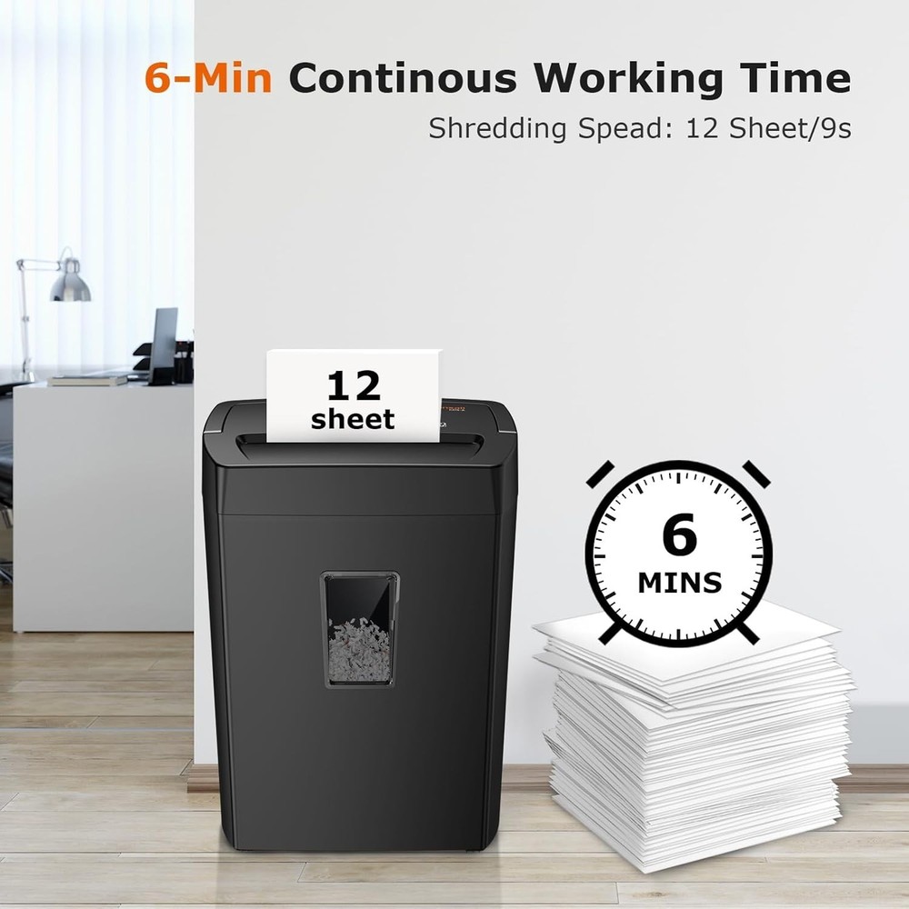 Efficient 12-Sheet Shredder for Paper, Credit Card