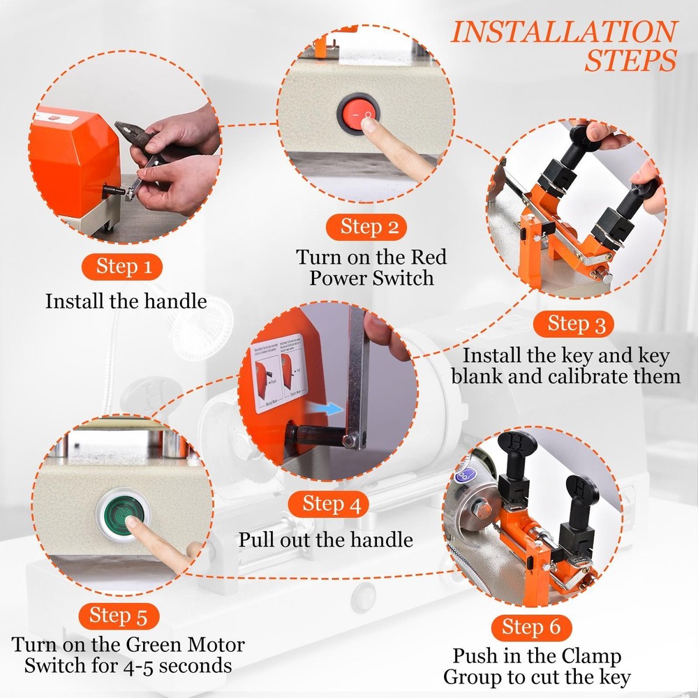 Automatic Key Cutting Machine Key Duplicating For One Tooth/Cross Key W/light