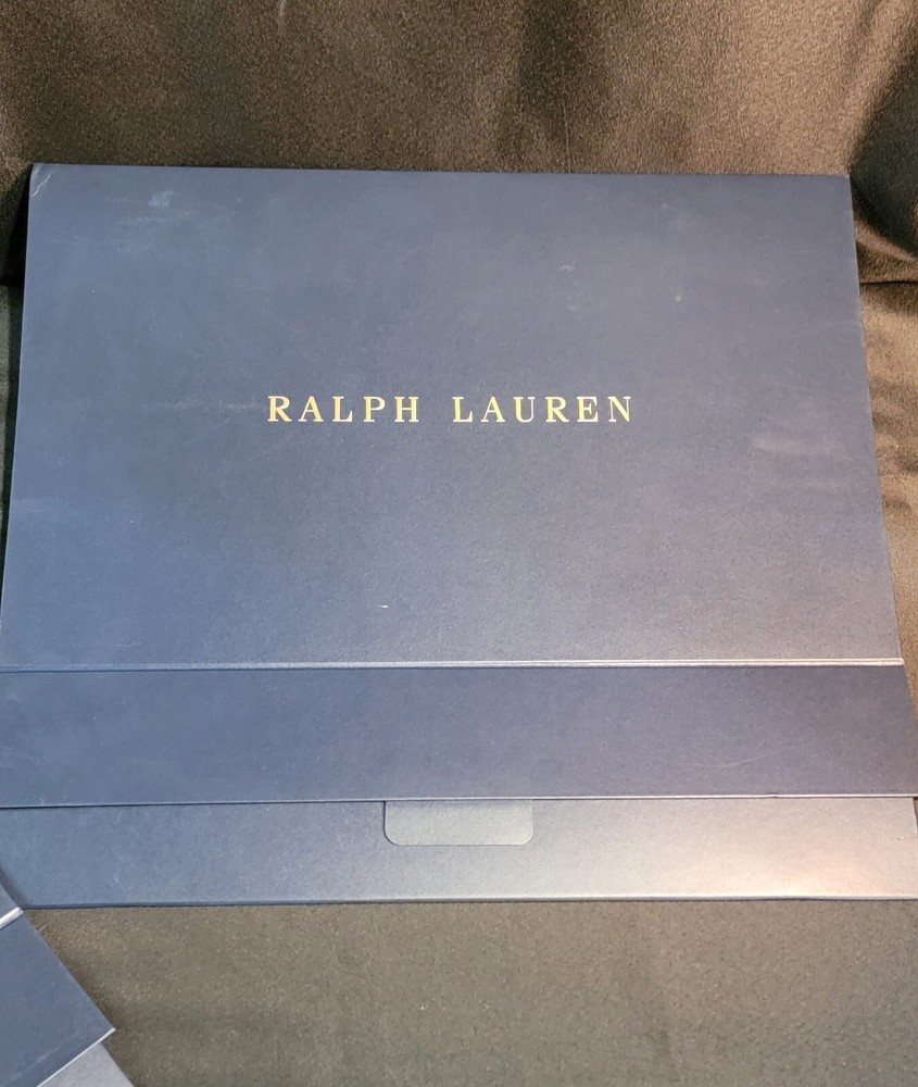 RALPH LAUREN Rectangular Gift Box Navy w/ Gold Logo Hard Sturdy Flip Top Large