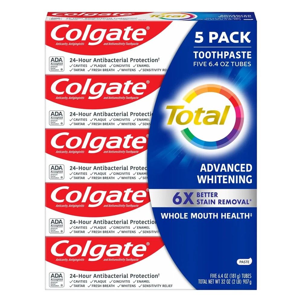 Colgate Total Advanced Whitening Toothpaste 6.4 oz 5-pack