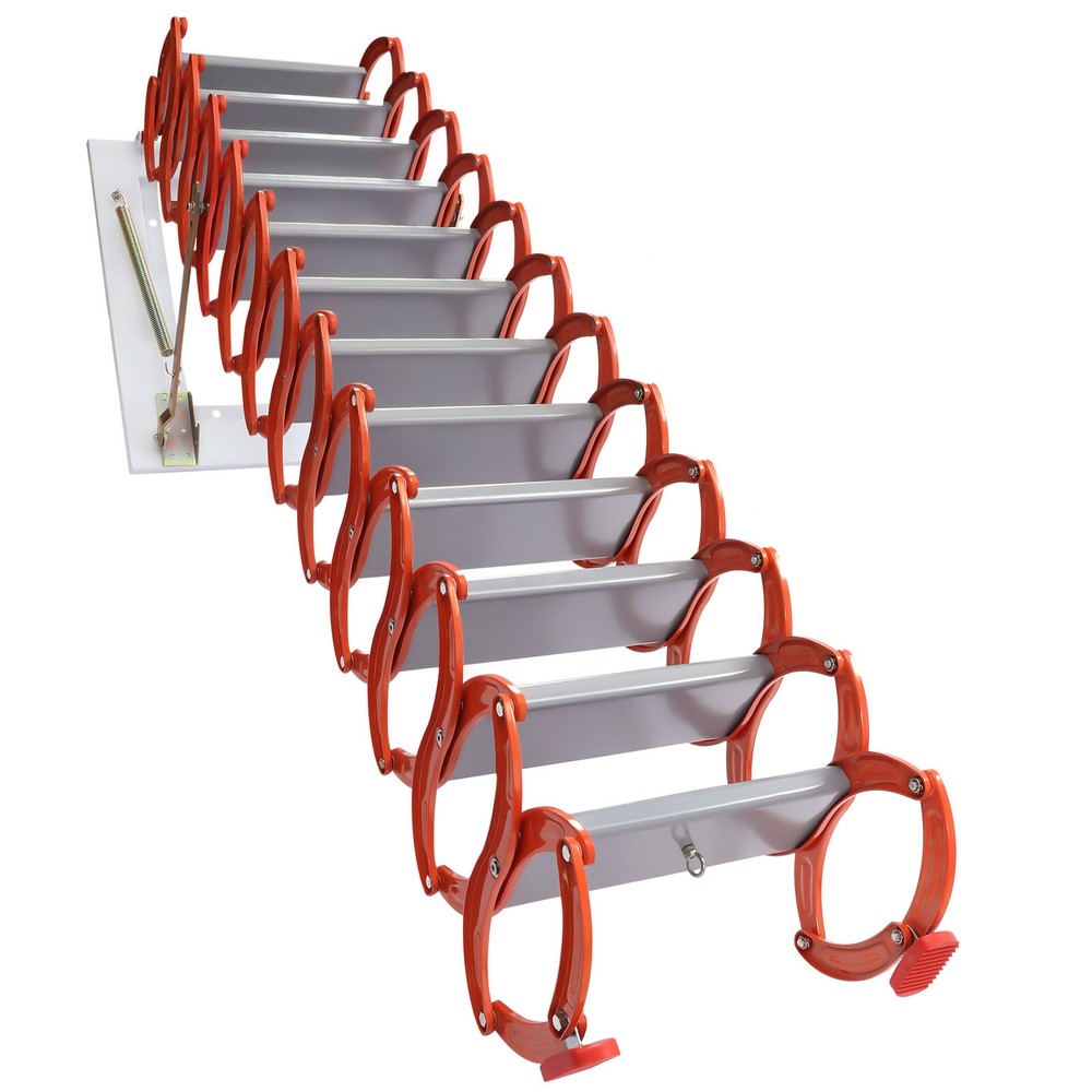 12 Steps Attic Ladder Folding Loft Ladder Wall Mounted Pull Down Attic Stairs