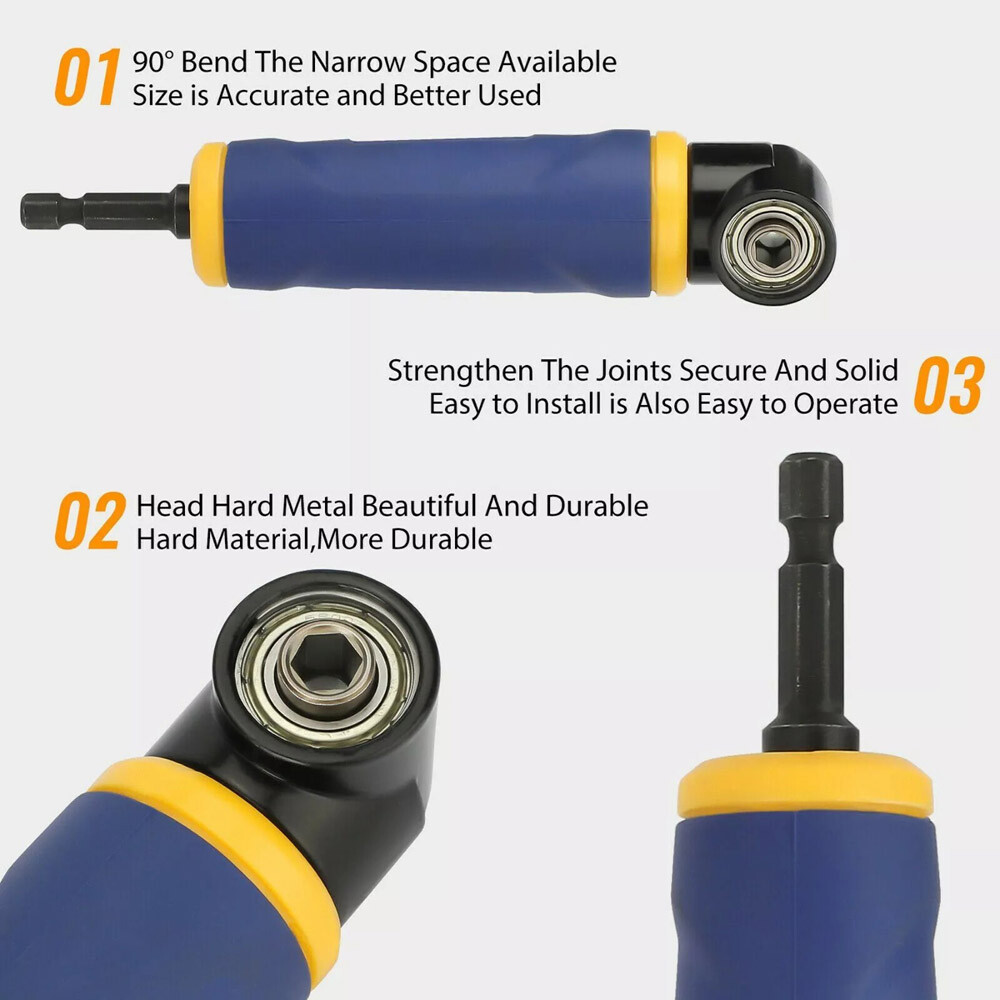 Extension Screwdriver Socket Adapter 90 Degree Right Angle Drill Attachment Tool