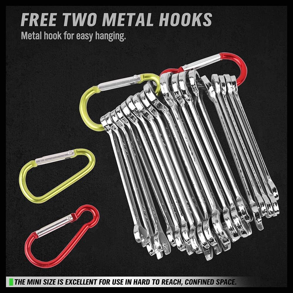 22 pc Mini Wrench Set Metric SAE Ignition Spanner Open End and Box End Standard