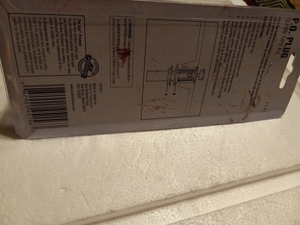 ACE P.O. Plug Chrome 45156 NEW