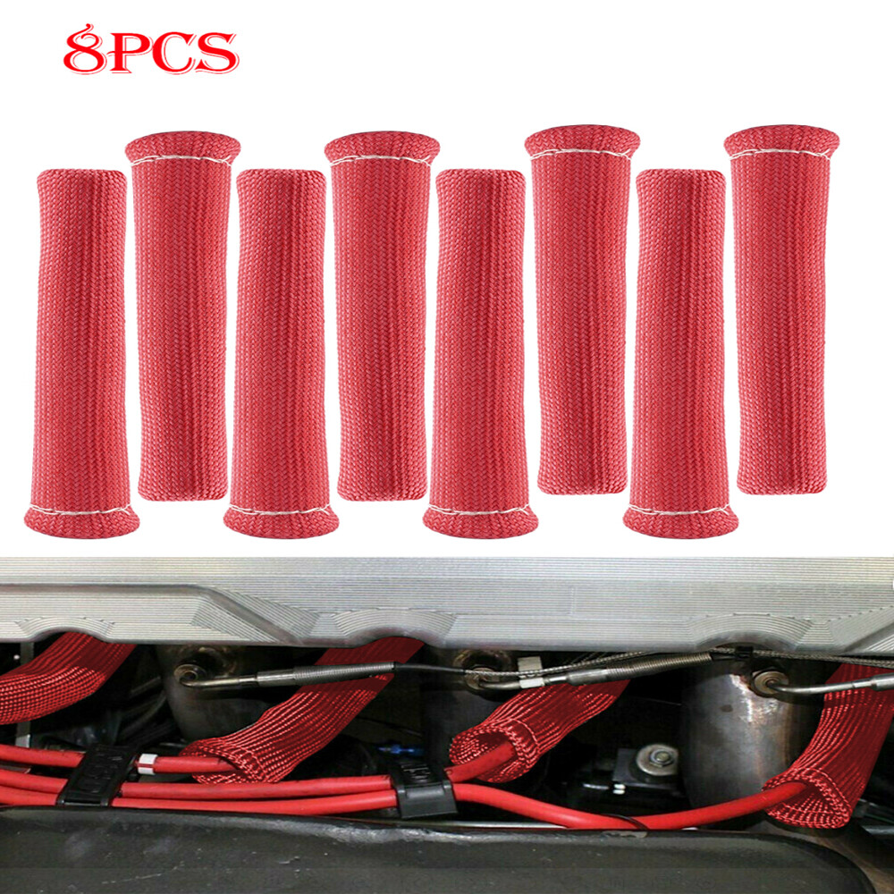 8pcs 2500° Spark Plug Wire Boots Protector Sleeve Heat Shield Cover For LS1/LS2