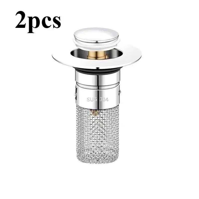 2-Pack Sink Stopper Hair Catcher Bathroom Pop Up Sink Drain Strainer Filter Plug