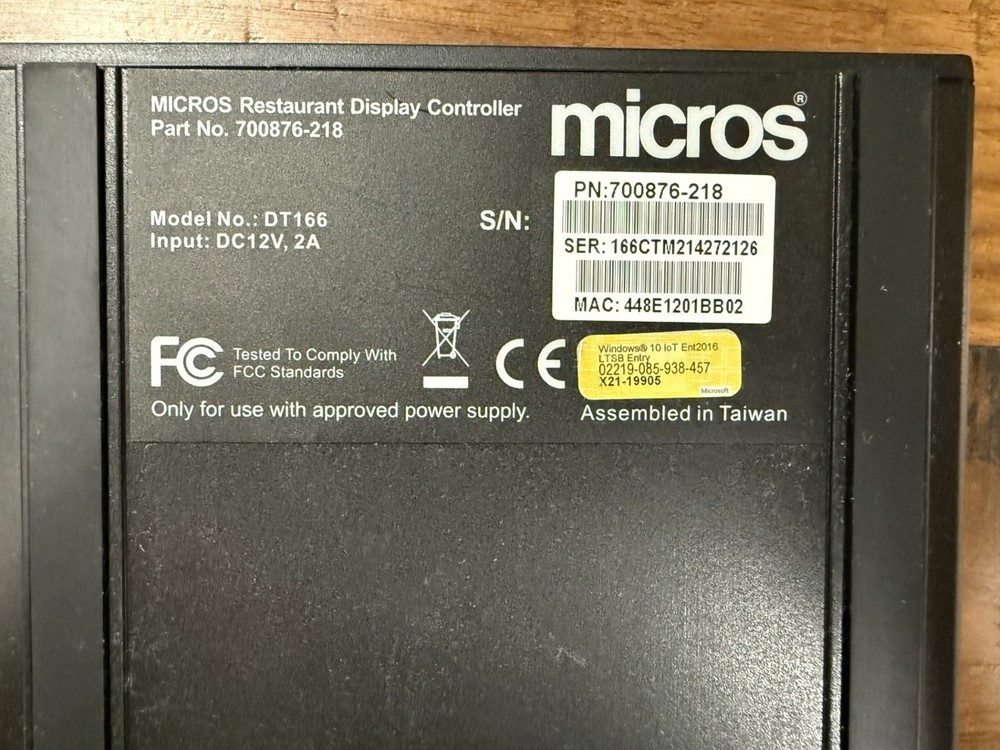 Micros DT166 Restaurant Display Controller w/Power Supply