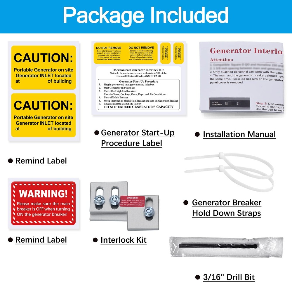 Generator Interlock Kit for Thomas and Betts, Challenger, Westinghouse 150 or...