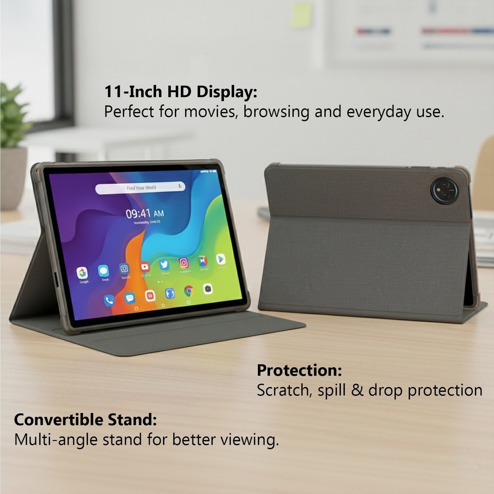 tabtoday 11 inch Tablet, Android 14, Octa-Core Processor 128GB ROM, WiFi - Blue