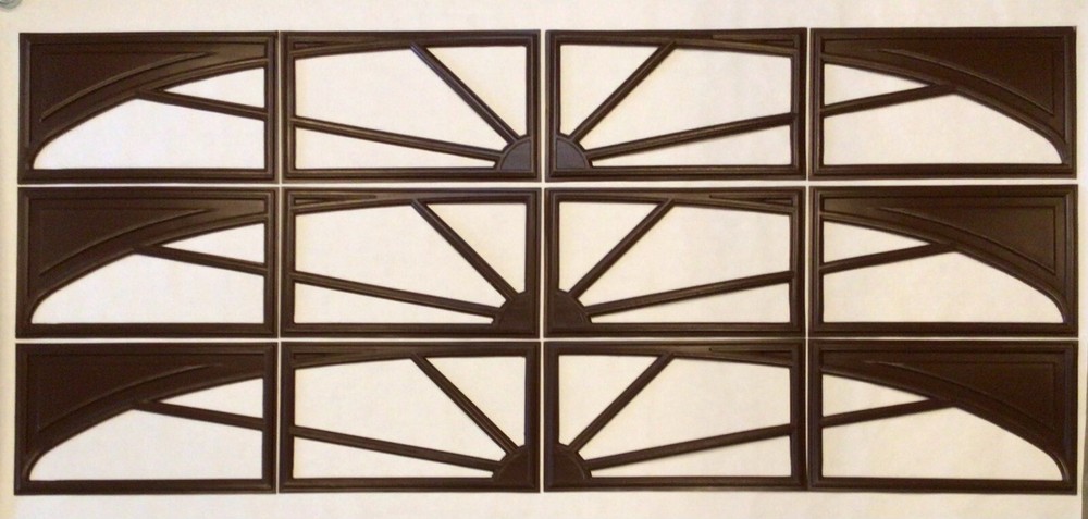 12 Amarr Sunray Replacement Inserts for Amarr Short Panel Garage Doors Mahogany