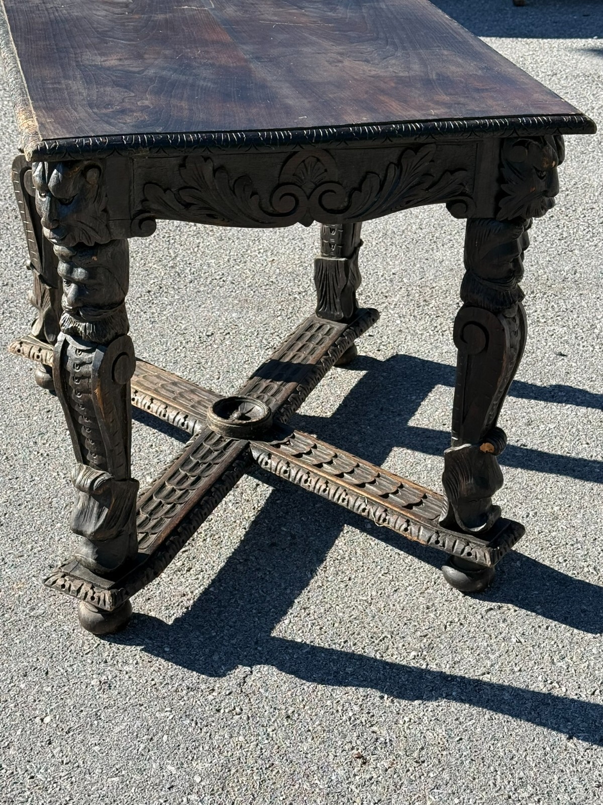 Antique 1800s carved black forest baroque Rennaissance table Carved Victorian