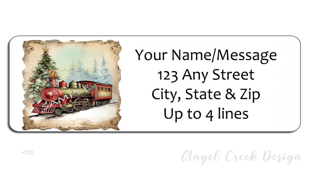 Vintage Holiday Train Christmas Custom Personalized Return Address Labels