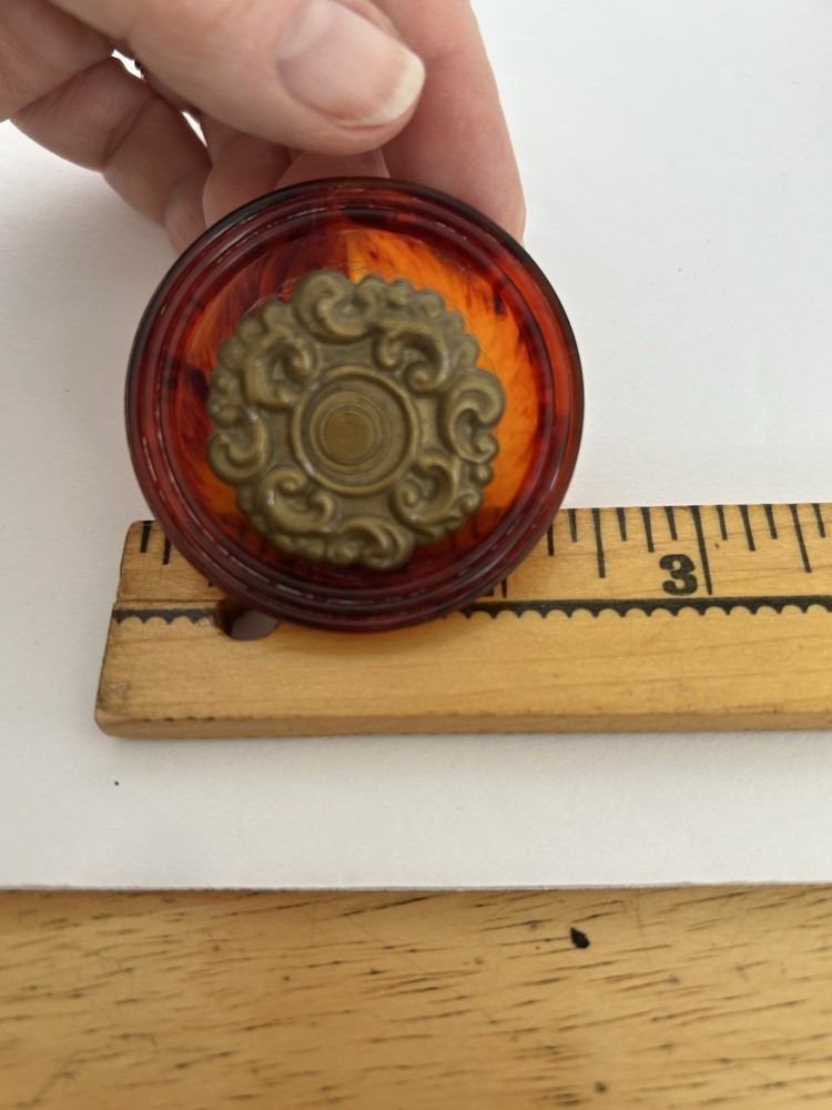 2 Lucite Amber Colored Large Drawer Pulls