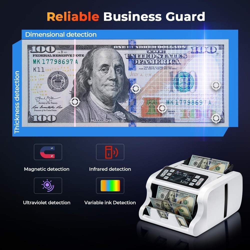 IMC09 Mixed Denomination Money Counter Machine,Value Counting,3.5" TFT Display..