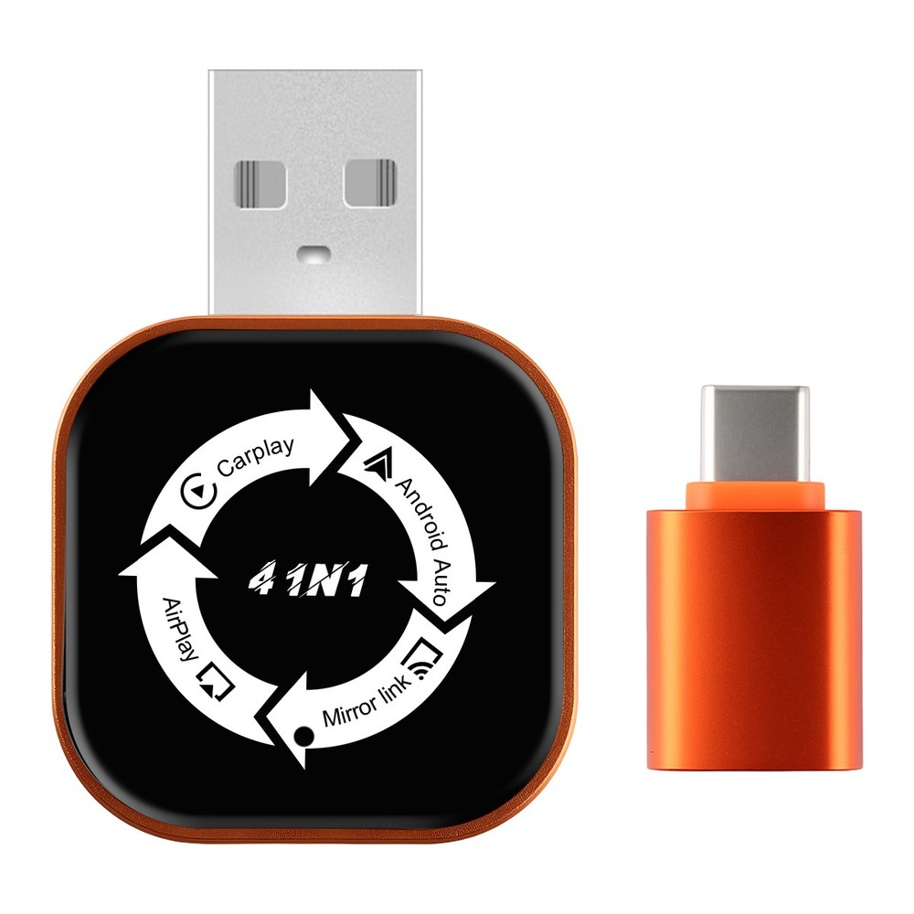 4-IN-1 Mini Carplay Adapter Wireless Carplay & Android Auto & Mirror Link